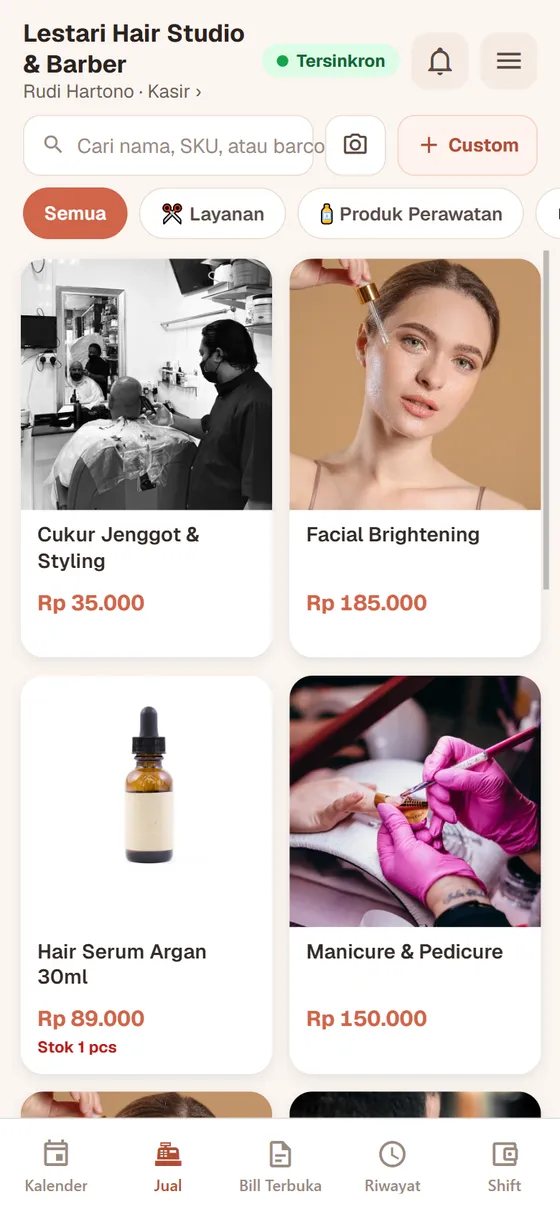 Kasir layanan dan produk — akun demo Membr
